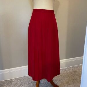 Elegant Red Pleated Skirt